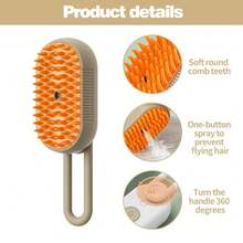 Rechargeable Pet Grooming Brush - 3-In-1 Rechargeable Cat/Dog Grooming Brush With Anti-Static Steam Function, USB Powered Massage & Deshedding, Ergonomic Handle, Pet Grooming - Multicolor - View 3