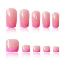 Square Hand And Foot Combination French Pink Stroke Wearing Armor Solid Color Nail Piece - Yzaso-1186 - View 4