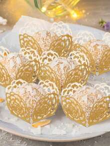 10/20个装糖果巧克力蕾丝纸包装盒，优雅甜点杯，母亲节包装盒，糖果盒，巧克力包装盒，派对礼品，生日装饰，婚礼装饰，派对用品，周年纪念，烘焙工具，家居厨房配件，送给妈妈的礼物 - 彩色 - 查看 2