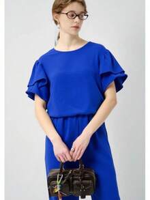 Conjunto Feminina Duna Manga curta Calça Jogger Verão Primavera - Azul - Visão 2