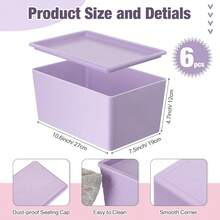 6 Pcs Storage Bins With Lids Small Plastic Storage Containers Stackable Storing Baskets Box Cute Organizer Bins For Organizing Shelves (Pink,Purple) - Pink - View 3