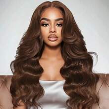 32 Inch Chocolate Brown Lace Front Wig 13x4 Chocolate Brown Wig Body Wave Lace Front Wigs Human Hair Glueless Wigs 250% Density HD Transparent Body Wave Lace Frontal Wig Human Hair - S4 - 查看 4