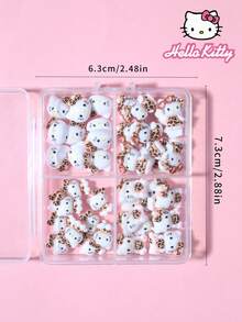 SANRIO 40件套卡通美甲装饰套装，4款豹纹猫咪图案DIY迷你水钻平面贴纸美甲贴 - 彩色 - 查看 5