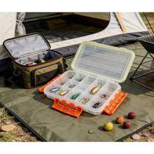1pc Fishing Tackle Box, Hook Storage Box, 27x17cm Moisture-Proof Bait Storage Box, Small Multi-Compartment Tackle Organizer, Portable Outdoor Fishing Accessories.Fishing Tools, Storage Box, Organizer, Fishing Supplies, Fishing Storage. - Orange - View 7