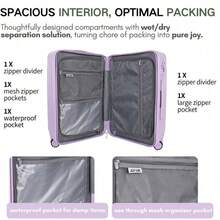 174-Piece Premium Luggage Set - PC+ABS Hard Shell, Cupholder, TSA Lock, Double Wheels (Large/Medium) - Ivory White - View 4