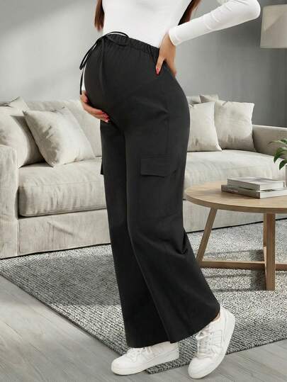 孕妇休闲纯色抽绳腰工装裤，春、夏、秋季（JH25110）