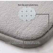 1pc Bathroom Memory Foam Flannel Bath Mat, Non-Slip Absorbent Bathroom Rug - Sky Blue - View 6