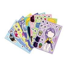 1 Pack Of 8pcs KPOP Transformation Stickers, Girl Group Changeable Face Stickers, Cartoon DIY Stickers, Animated Puzzle Stickers - Multicolor - View 7