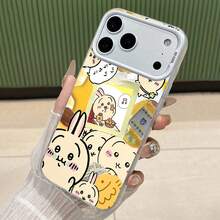 Estuche para teléfono con patrón de panqueques de conejito feliz Compatible con estuches para teléfonos ,  17,  16 Pro Max,  15 Pro Max,  13 y  12 Duradero, a prueba de golpes y elegante Una excelente opción para familiares, amigos, seres queridos, novios/novias y regalos de Navidad y Año Nuevo - Plateado - Ver 1