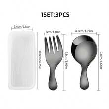 3pcs/Set Portable Stainless Steel Cutlery Set With Cute Shape, Folding Cutlery With Storage Box, Including Forks, Spoons And Storage Box - Perfect For Office, Kitchen, School, Picnic, Camping And Outdoor Activities, Back-To-School Season Gift - Mini Spoon (Boxed) - View 13