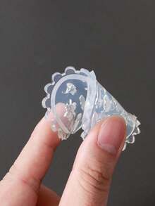 1个心形硅胶美甲雕刻模具，多形状海洋动物压花板，DIY美甲模板，美甲护理工具，时尚美甲爱好者的理想之选 - 無色 - 查看 6