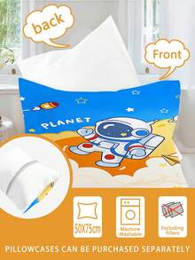 2/3PCS Children's Cartoon Astronaut Themed Bedding Set 100% Polyester (1AB Double-Sided Duvet + 2 Single-Sided Pillowcases)3D Printed Cartoon Suitable For Decorating Children's Bedrooms, Kindergarten Nap Rooms, Or Boys' Rooms, It Can Be Used As A Birthday Or Holiday Gift. Size 90 * 200/135 * 200/140 * 210 Comes With One Pillowcase (Excluding Padding) - Multicolor - View 5
