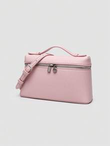 1个纯色荔枝纹PU方形单肩包，女士小手提包，适合日常时尚搭配、外出、购物、派对，优雅女士通勤包，情人节理想礼物，舒适时尚，时尚手提包，个性化礼物之选，2025年配饰，时尚风格适合各种场合，价格亲民的奢华体验，叛逆派对包，完美适用于派对、婚礼、舞会、晚宴/宴会，优雅女士包，粉色 - 粉色 - 查看 2