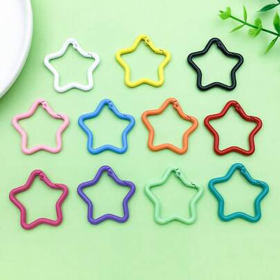 5个星形旋转按扣彩色夹钥匙扣龙虾扣开口钥匙圈，适用于钥匙链、挂绳、吊坠、珠宝、DIY工艺品等