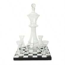 Connoisseur Creations Glass Chess Decanter And Rook Glasses With Chessboard Base - 1 - View 4