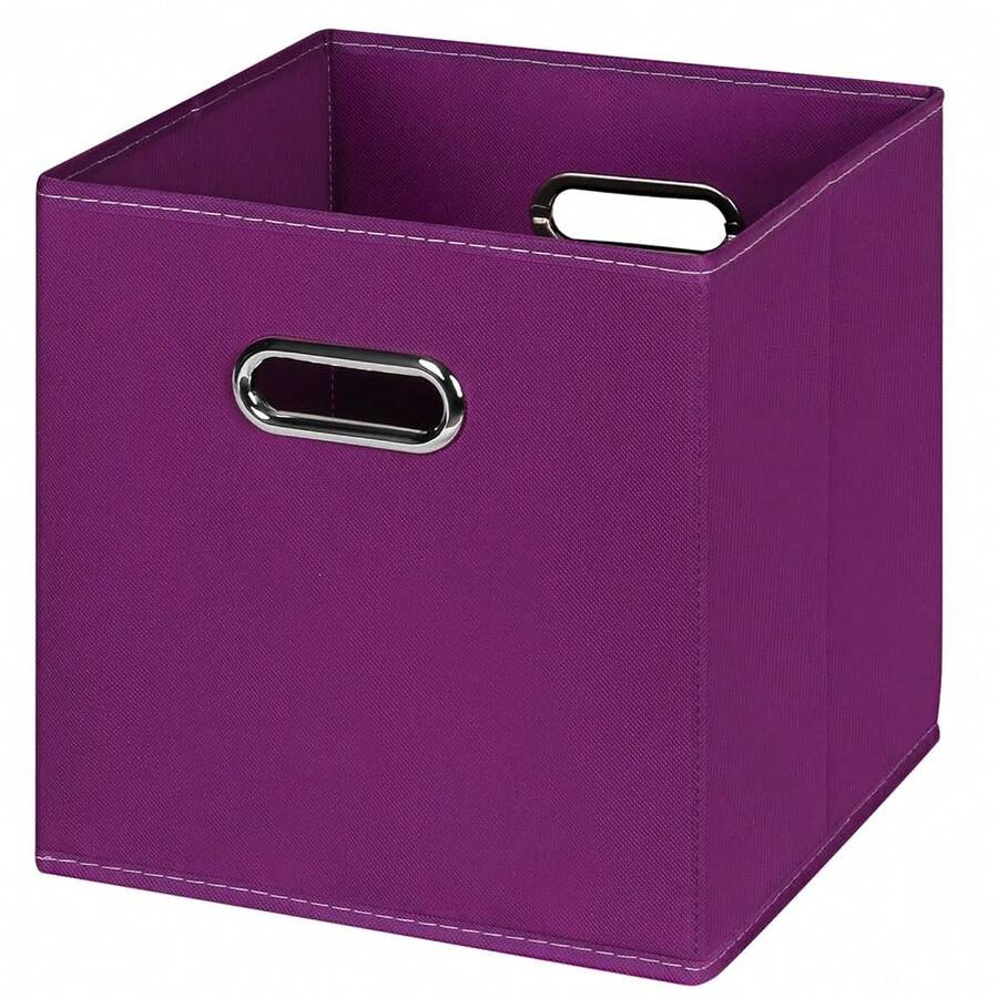 Black Foldable Storage Cubes Bins , Fabric Storage Box Cubes Organizer Baskets With Dual Handles For Home Organizer(Purple) - Purple - View 1
