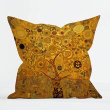 2 件装现代 2D 克里姆特风格生命之树印花天鹅绒装饰抱枕套，适用于客厅、卧室、沙发、家居农舍装饰、派对等场合，不含枕芯，17.7 英寸 x 17.7 英寸 - 彩色 - 查看 4