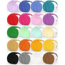 20 Skeins Cotton Yarn For Crocheting-55% Cotton 45% Acrylic-Super Soft Milk Cotton Yarn-Great Crochet And Knitting Starter Kit For Colorful Craft (Color C) - Color C - 查看 2