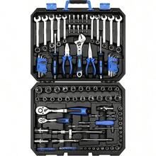46pcs Tool Kit, Ratchet Wrench, Metric Socket Screwdriver Bits, Suitable For Car, Motorcycle, Bicycle And Household Repair, Plastic Box Set - Multicolor - View 1