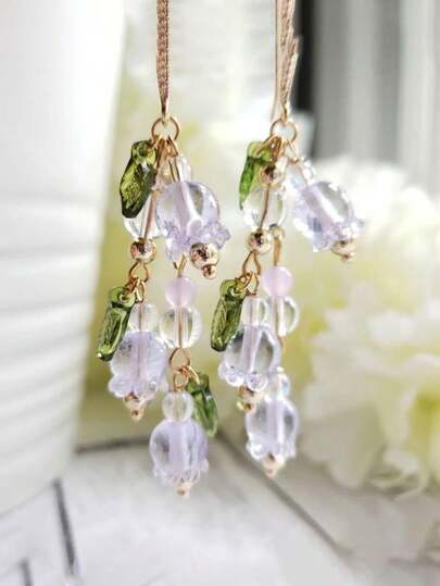 1件装时尚夏季长款流苏珍珠耳环，适合女性日常佩戴