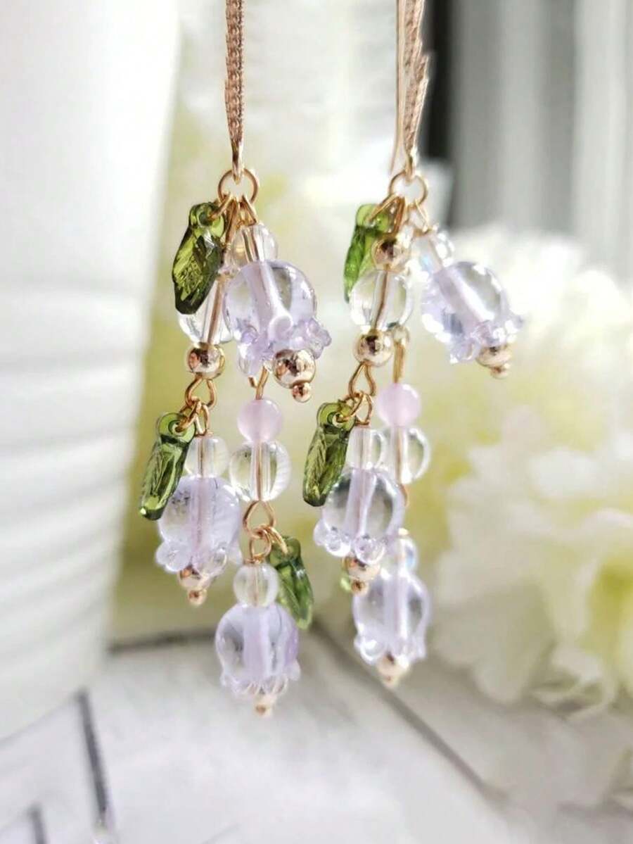 1pc Fashion Summer Long Tassel Pearl Drop Earrings, Suitable For Women's Daily Wear - Multicolor - View 1