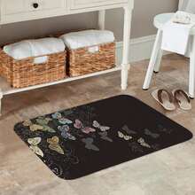 1 Doormat, High-Quality Flannel Non-Slip Carpet, Butterfly Pattern, Ideal Gift, Machine Washable Without Fading, Water-Absorbent Polyester Blend Material, Suitable For Living Room, Bathroom, Bedroom Carpet, Home Decoration, Size 15.7* 23.6inch - 彩色 - 查看 7