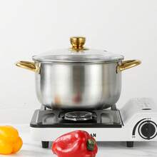 High-Quality Golden Pot, Sandwich-Style Bottom, 304 Stainless Steel Material, Easy To Clean, Ideal For Holiday Gifts And Home Kitchens.