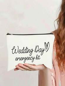 A Reversible Bridal Makeup Bag With A Wedding Day Theme, A Double-Layered Travel Toiletry Bag With A Zippered Inner Pocket, A Household Coin Purse, A Student Stationery Organizer, And An Ideal Gift For Christmas, Halloween, Birthdays, Graduations, Ladies, Friends, Family, Children, Students, Back-To-School Storage Bag, Travel Data Cable Organizer, And Cosmetic Storage Bag. Make Up Bag Makeup Pouch Cosmetic Bag Wash Bag Travel Essential Cruise Essential Vacation Essentials For Men Women Travel Containers Holiday Essential Gifts For Women