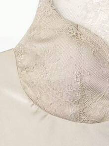 DEEKA Women's Fashionable Sexy Lace Satin Blouse, Spring/Summer - Beige - View 4