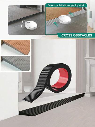 1pc 90cm X 5cm/7.5cm Multi-Purpose Threshold Ramp, Self-Adhesive Door Threshold Ramp, Anti-Slip, Suitable For Sweeping Robots, Shopping Carts, Bicycles, Wheelchairs - Ideal For Indoor Threshold Inclines