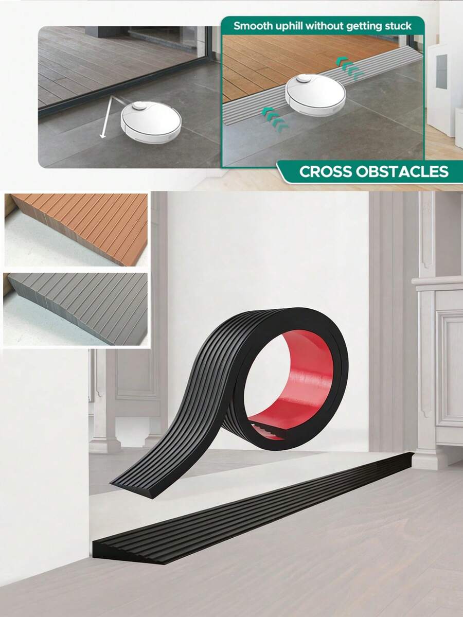 1pc 90cm X 5cm/7.5cm Multi-Purpose Threshold Ramp, Self-Adhesive Door Threshold Ramp, Anti-Slip, Suitable For Sweeping Robots, Shopping Carts, Bicycles, Wheelchairs - Ideal For Indoor Threshold Inclines