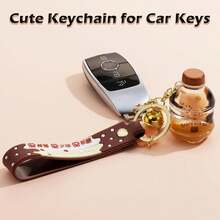 Kawaii Bear Boba Keychain - Cute Liquid Water Charm For Backpacks, Adorable Gift For Women Boy Girls - Mèo nâu - Xem 4