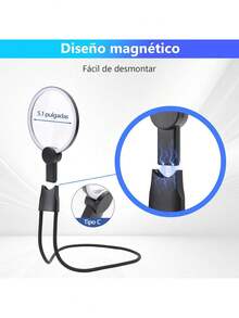 6X 8X Lupa Manos Libres para Lectura, Lupa de Mano 3 en 1 de PMMA con 48 Luces LED Ajustables, Lupas Cuello de Cisne Flexible para Lectura para Leer, Coser y Bordar Trabajo de Cerca, Mayores,38258982 - Tipo de Enchufe A Japonés (100V) - Ver 5