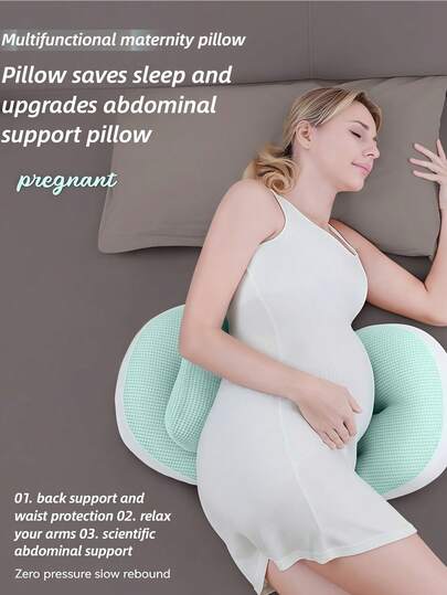1 pieza Almohada ergonómica para dormir de lado durante el embarazo - Proporciona soporte completo para la espalda, el abdomen, las caderas y la cintura - Almohada de maternidad ajustable para un sueño cómodo