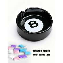 Creative Ceramic Ashtray, Billiard Ball 8 Ball Shaped Ashtray, Unique Personalized Home Office Ceramic Ashtray