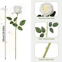 1/5/8/12pcs Artificial White Rose Flowers, Silk Textured Fake Roses With Long Stems And Thorns, Suitable For Valentine's Day, Wedding Bouquets, Vases, Centerpieces, Home Decor (White) - White - View 2