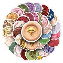 50 Pieces Of Lacquer Stamp Stickers Personalized Creative Waterproof Exquisite Graffiti Cup Milk Tea Cup Notebook Hand Account Stickers - Multicolor - View 7