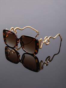 New Retro Large Frame Cat Eye Fashion Glasses, Unisex Metal Y2K Minimalist High-End Punk Eyewear Suitable For Daily Outfit, Street Style, Runway - Multicolor - View 3