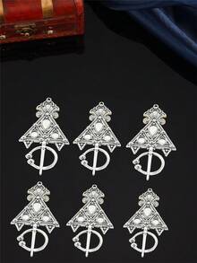 1件波西米亚风格首饰配件，DIY手工雕刻几何吊坠 - 彩色 - 查看 3