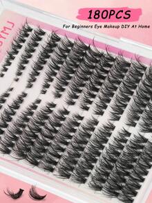 180 Clusters Of False Eyelashes, D-Shaped Natural-Looking False Eyelashes, With Lengths Ranging From 4-16mm. Delicate, Natural, Fluffy, Thick, Soft And Lightweight Cluster False Eyelashes. Large Capacity, Suitable For Beginners. Eyelash Clusters, Individual False Eyelashes, Eyelashes, False Eyelashes. - D - 查看 5