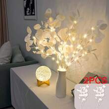1pc/2pcs Apple Leaf Branch Lamp With 30 LED Artificial Tree Lights, Suitable For Bedroom Headboard Decor, Tabletop Decor, Wedding, Party, Thanksgiving, Christmas, Valentine's Day And Back To School Home & Office Decoration - White - View 13