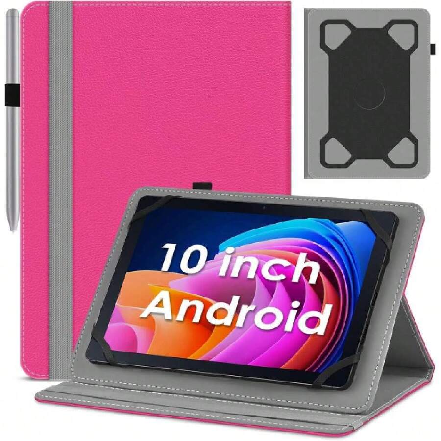 - Funda universal para tablet de 10 pulgadas, funda protectora para tablet Android de 10.1 pulgadas, funda protectora para tablet de 9.6 a 10.5 pulgadas, funda de piel sintética para tablet,38215641 - Rosado Sandía - Ver 1