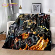 Cartoon Monster Jam 3D Monster Truck Blanket,Soft Throw Blanket For Home Bedroom Bed Sofa Picnic Travel Office Cover Blanket (26).Jpg - trắng - Xem 1