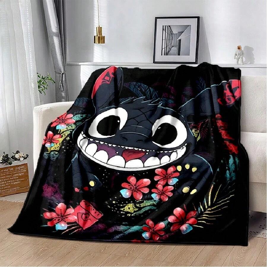 Cute Lilo Stitch 2 Cartoon 2025 New Style Gift Soft Plush Blanket,Flannel Throw Blanket For Living Room Bedroom Sofa Cover(7).Jpg - trắng - Xem 1