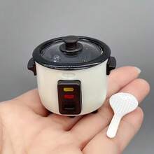 【精巧設計】迷你電飯鍋模型－淺藍色與白色，附湯匙，逼真廚房場景配件，小雕像與微縮模型，精緻裝飾品，派對禮物 - 均碼 - 查看 7