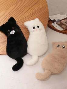 1pc Cute Cat Plush Pencil Case, Large Capacity, Creative Stationery Storage Bag, Gift, Doll Pencil Pouch