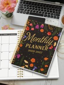 Trees Monthly Planner 2026-2027, A5 Spiral Bound Monthly Notebook, Simple Monthly Schedule Organizer For Work Home School, Office Supplies Valentine's Day - Black - View 3