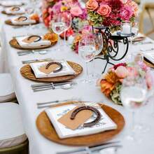 10/20Sets Good Lucky Horse Shoes With Kraft Tag, Metal Mini Craft Horseshoes Decorations For Rustic Vintage Wedding Party Decor Western Party Decorations,Avoid Contact With Food. - Multicolor - View 6