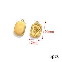 1/5pcs Stainless Steel Gold-Plated Rose Flower Pendants Earrings Charms For DIY Necklace Parts Craft Jewelry Making Supplies Bulk - Multicolor - View 11