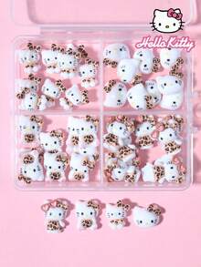 SANRIO 40件套卡通美甲装饰套装，4款豹纹猫咪图案DIY迷你水钻平面贴纸美甲贴 - 彩色 - 查看 3